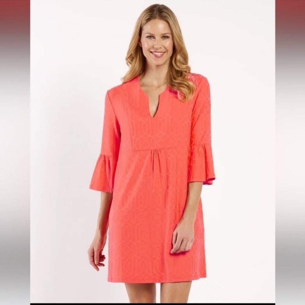 NWT JUDE CONNALLY Kerry Dress Jacquard with Flared Sleeves Size Large